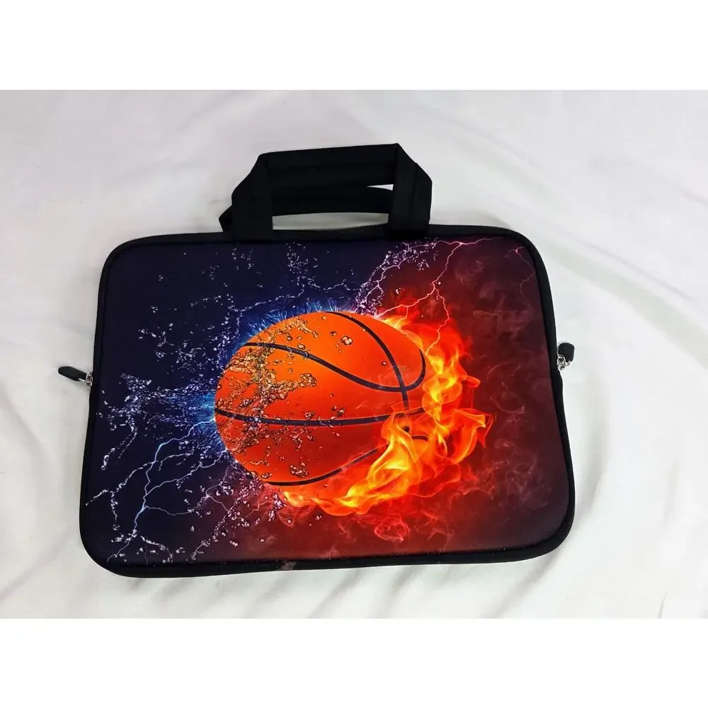 Richen Basketball Laptop Case Fire vs Ice Graphic Neoprene Zipper Sleeve